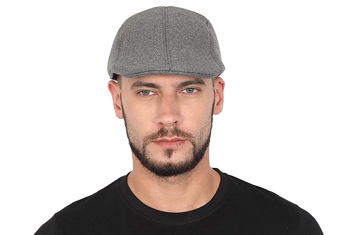 Unisex Polyester (Woolen Fleece) Solid Golf Flat Cap Grey Color