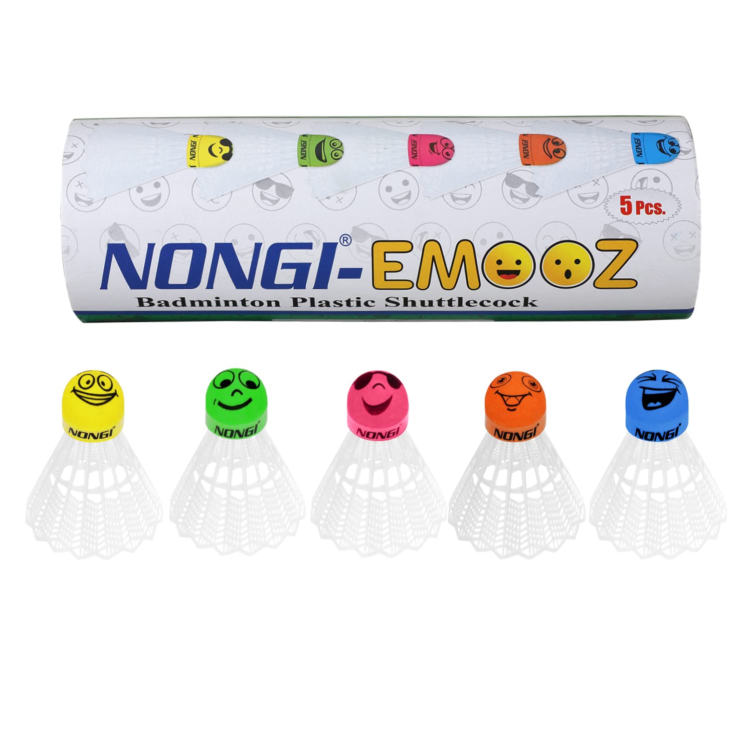 Emooz Badminton Plastic Shuttlecock Pack of 5 Colored Printed Cork for Indoor, Outdoor Badminton Sports Speed - Medium 77 (B0C14Z3DQC) Amazon Price History, Amazon Price Tracker