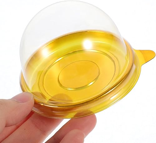 Miniatura 5 de NUOBESTY Caja de cúpula transparente, 50 unidades, soportes redondos de plástico para cupcakes, yema de huevo, hojaldre de luna, caja de embalaje