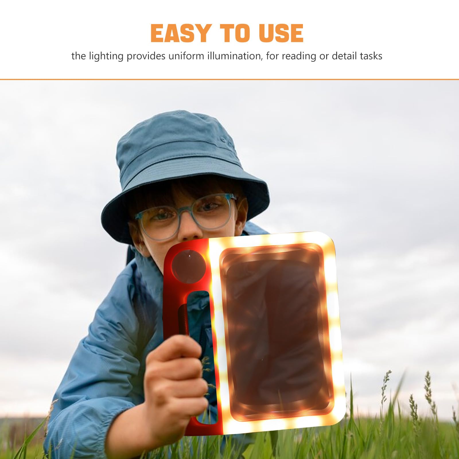 Healeved Lente d Ingrandimento Portatile 5x 10x Luce LED Regolabile, Manico Ergonomico in Plastica, per Lettura in Ufficio a Casa