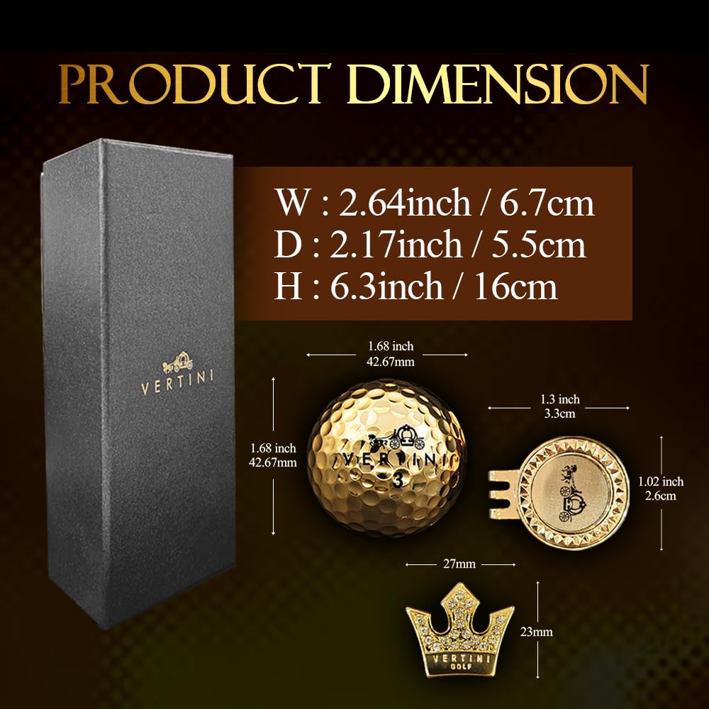 Amazon | [VERTINI] 金メッキ/ゴールドゴルフボールとボールマーカー