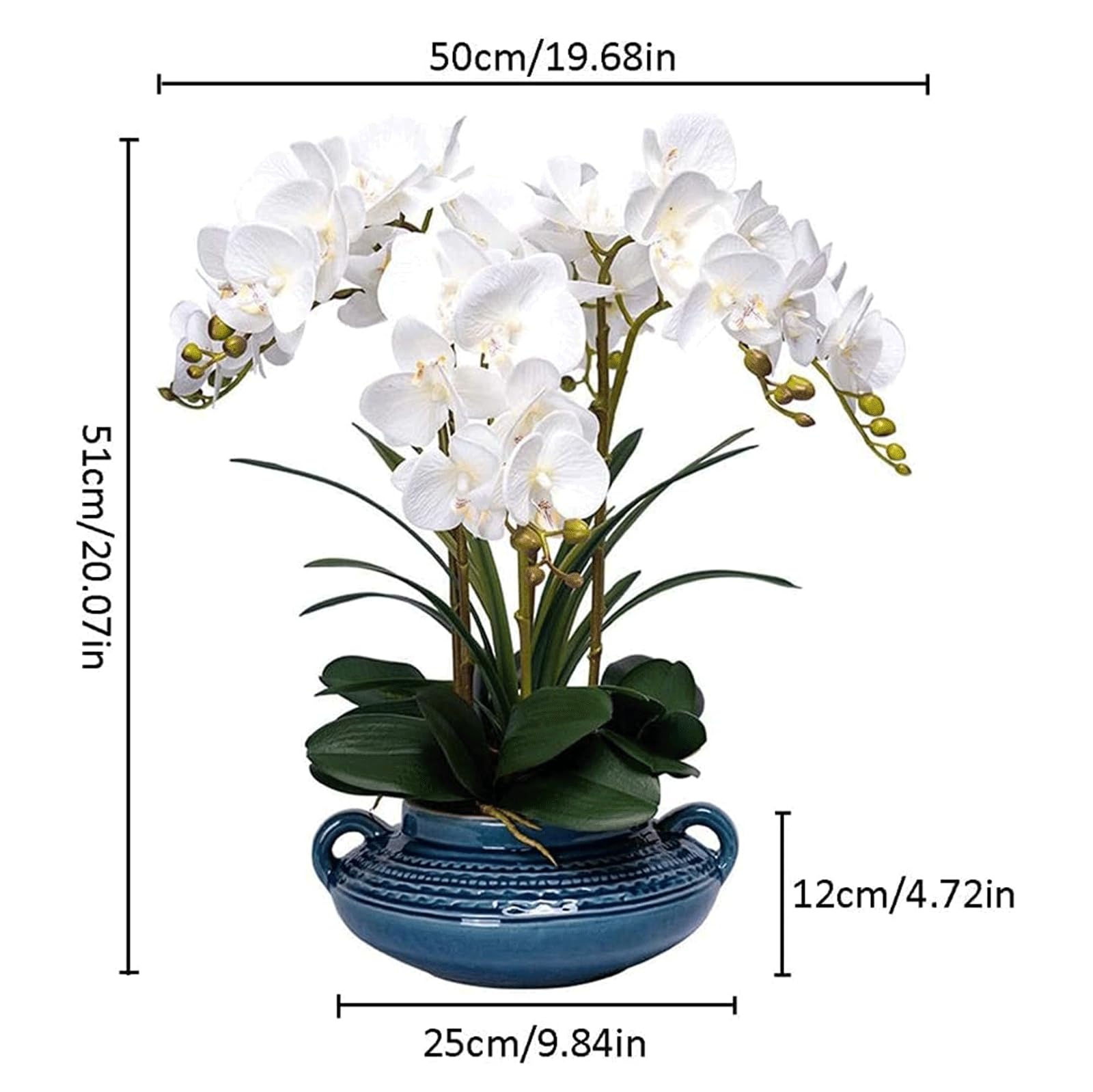 SDdPulse Orchidea artificiale con vaso in ceramica orchidee finte in seta, 50,8 cm, fiori artificiali Phalaenopsis orchidea artificiale per la casa, fiori finti molto naturali, giallo