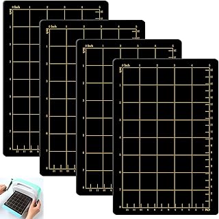 4 Sheets 6'' x 8.9" Magnetic Shim with Card Size Grids Cutting Machine Accessory 0.8 mm Thick Black Embossing Machine Die Pads for Die Cutter