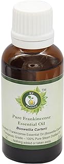 Huile essentielle encens | Boswellia Carterii | Pour détente | Pour thérapie peau | 100% pur | Distilléé vapeur | Grade thérapeutique | Frankincense Essential Oil | 15ml | 0.507oz By R V Essential
