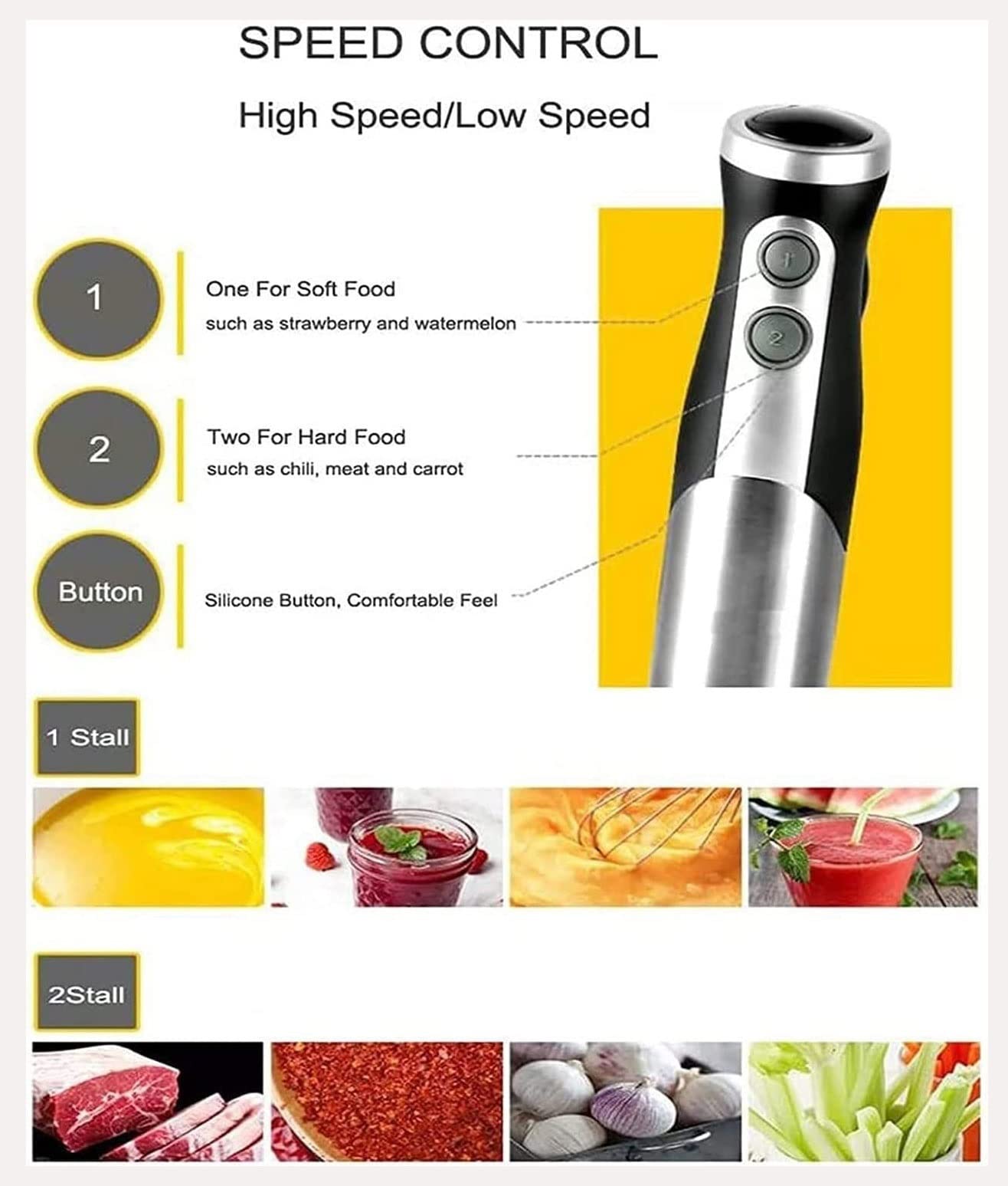 Blender ręczny zanurzeniowy, wielofunkcyjny blender ręczny 3 w 1, blender ręczny ze stali nierdzewnej, bez BPA, narzędzie kuchenne, idealny do zup, koktajli, przecierów, jedzenia dla niemowląt
