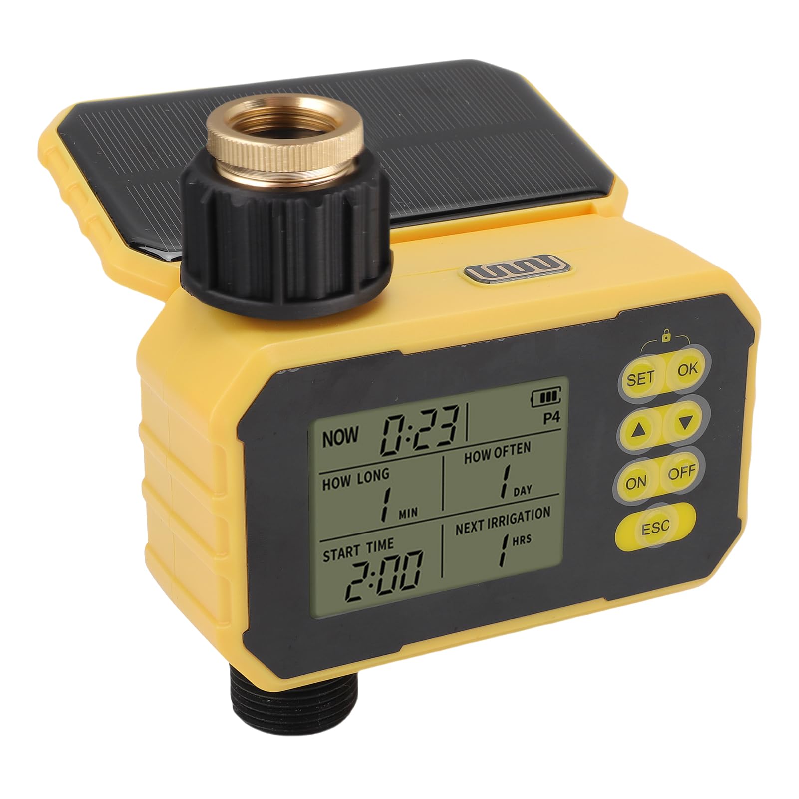 Timer Solare per l'acqua, di Irrigazione Programmabile con Sensore Pioggia, Pannello Solare Regolabile, Irrigatore Automatico per Tubo da Giardino, Facile Configurazione per la Casa