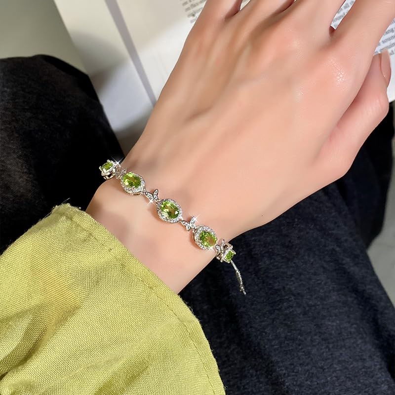 Pulsera De Plata，Pulsera De Mariposa De Cristal Natural Con Incrustaciones De Plata De Ley S925 De Alta Gama Con Cierre De Langosta Ajustable, Joyería Energética Para Mujer.