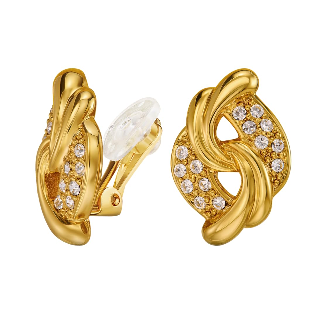 Traveller Ohrclip - Damen - 22kt Vergoldet - Kristalle - 20x13 mm - 157782