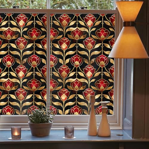 Vinilo decorativo para ventana 40x300 cm rojo dorado miniatura 3