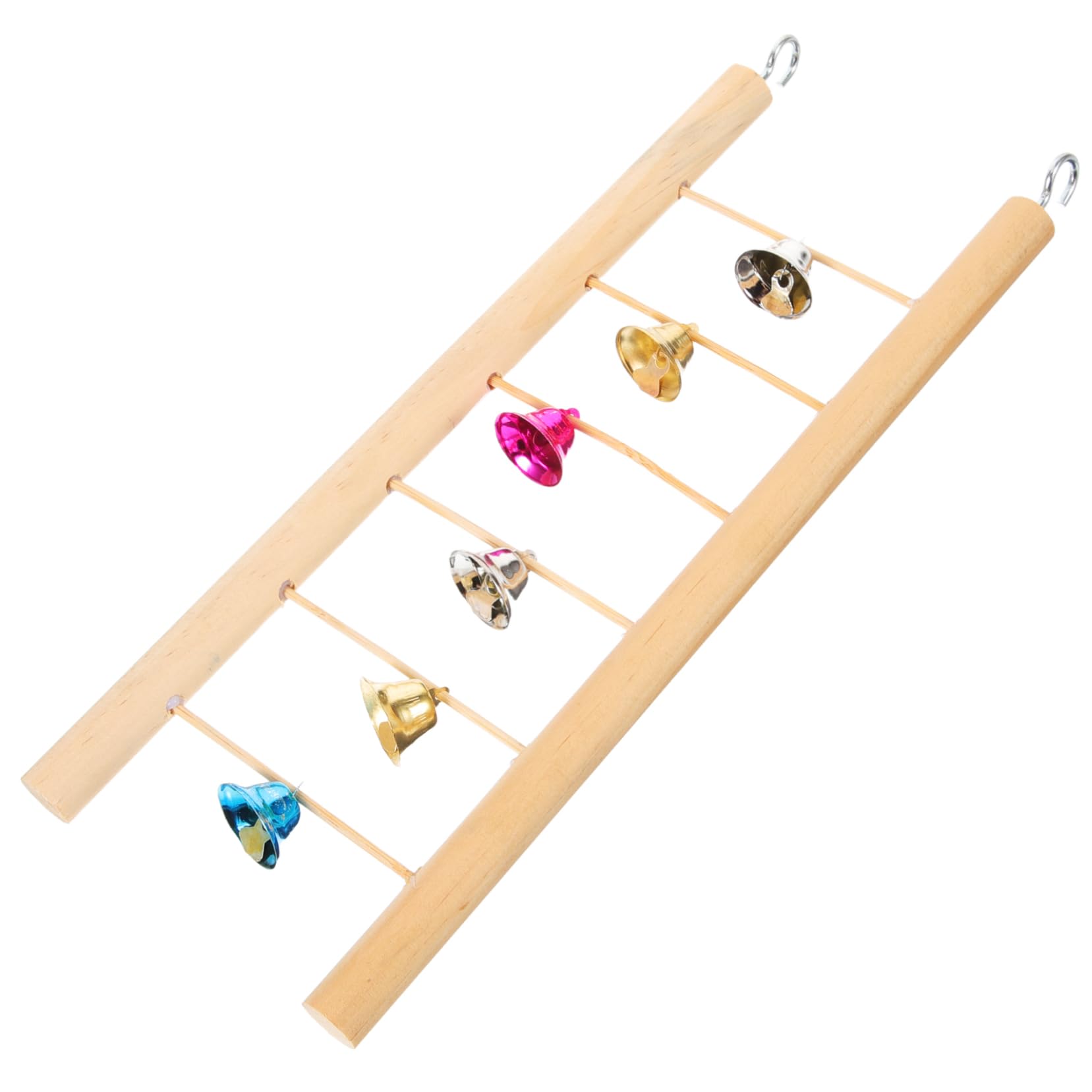 Abaodam Hanging Wooden Parrot Climbing Ladder with Bells Bird Perch for Parakeets Cockatiels and Budgies for Exercise and Playtime Activities