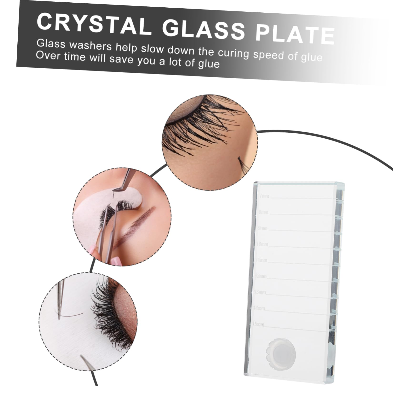 balacoo Professional Lash Grafting Tool 2pcs Eyelash Extension Glass Pallet Adhesive Holder