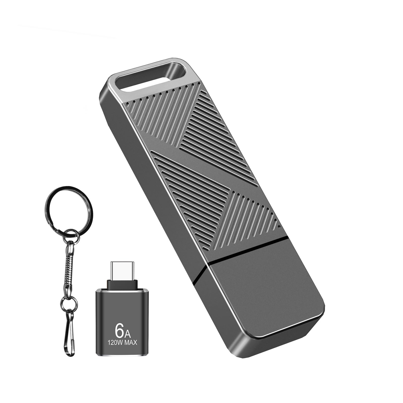 EASTBULL 32GB FAT32 USB 3.0 Flash Drive with a USB C Adapter and Keychain, Fast-Speed Thumb Drive Metal Pen Drive 32 G Memory Stick for Storage and Backup (Grey, with USB C 3.0 Adapter, Keychain)
