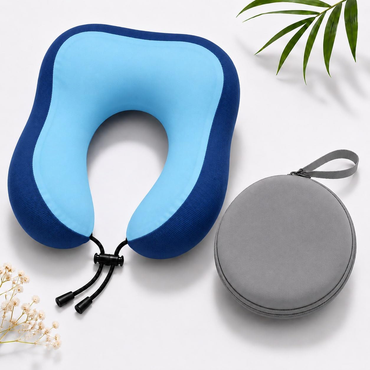 DAIUT Memory Foam Travel Neck Pillow with Storage Case, Ergonomic U-Shaped Neck Support Cushion, Soft Breathable Travel Pillow for Airplane, Car, Train & Office (Blue)-image-26
