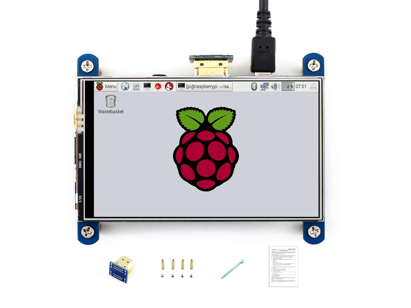 Waveshare 4inch HDMI LCD Resistive Touch Screen 800x480 High Resolution HDMI Interface IPS Screen Designed for Raspberry Pi 3 B/3 B+/2 B/B+/B