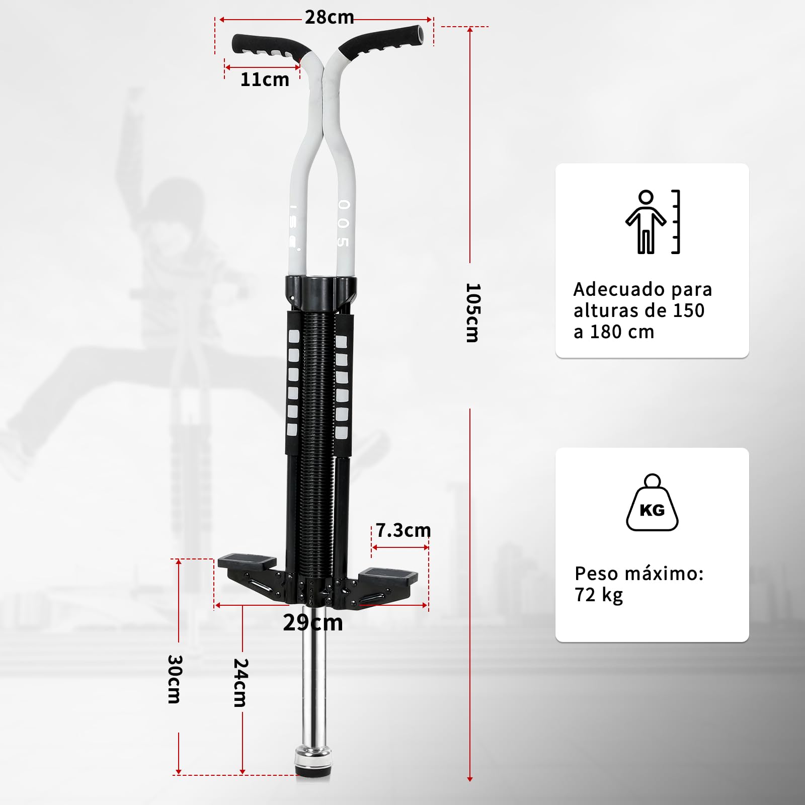 ISE Pogo Stick Bastón salador, Juguetes al Aire Libre, Entretenimiento para Padres y niños, Juegos Divertidos, Juegos de Aire Libre para niños