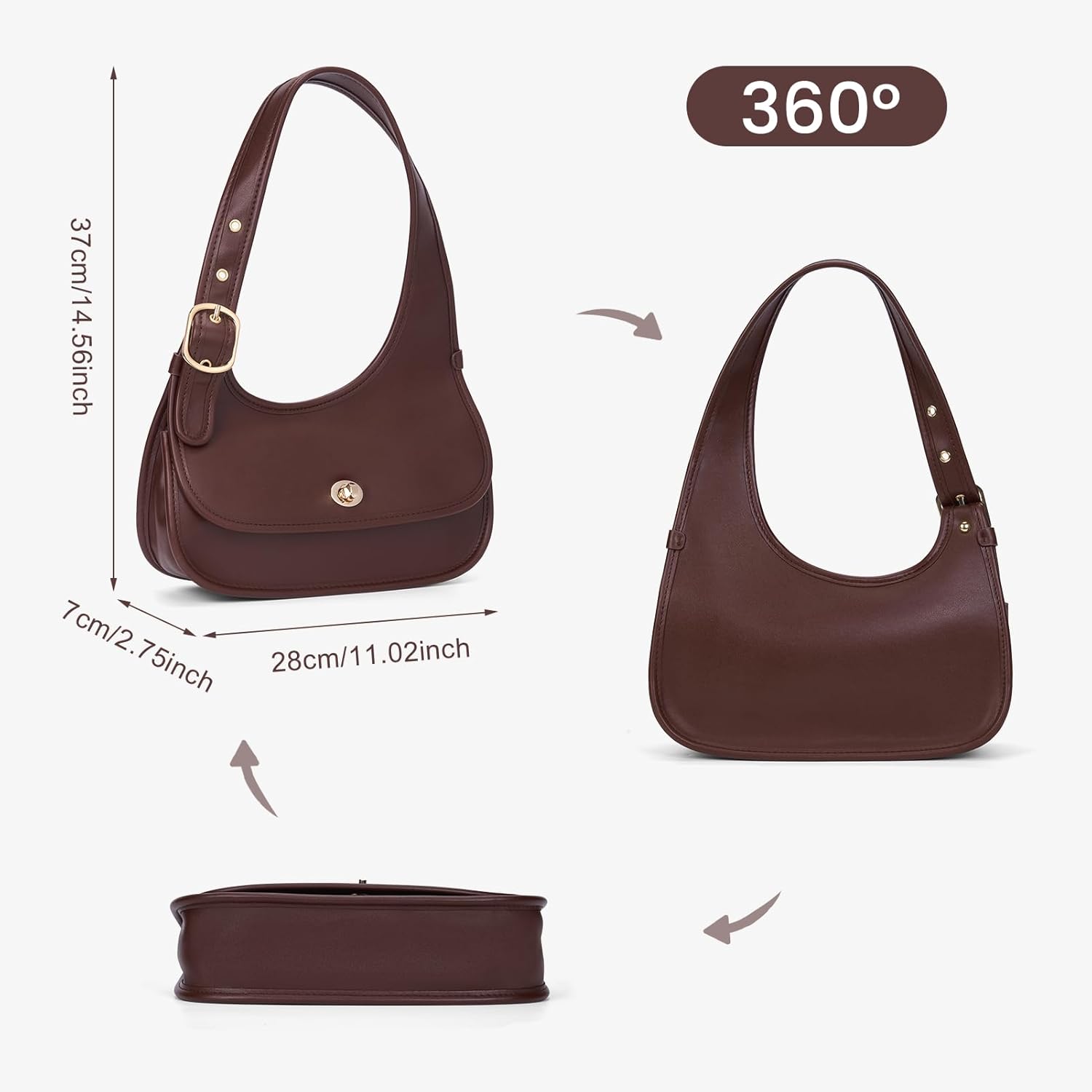 Shoulder Bag Purse for Women Crescent Bag Faux Leather Shoulder Handbags Trendy Cashin Carry Everyday Bag - Image 6