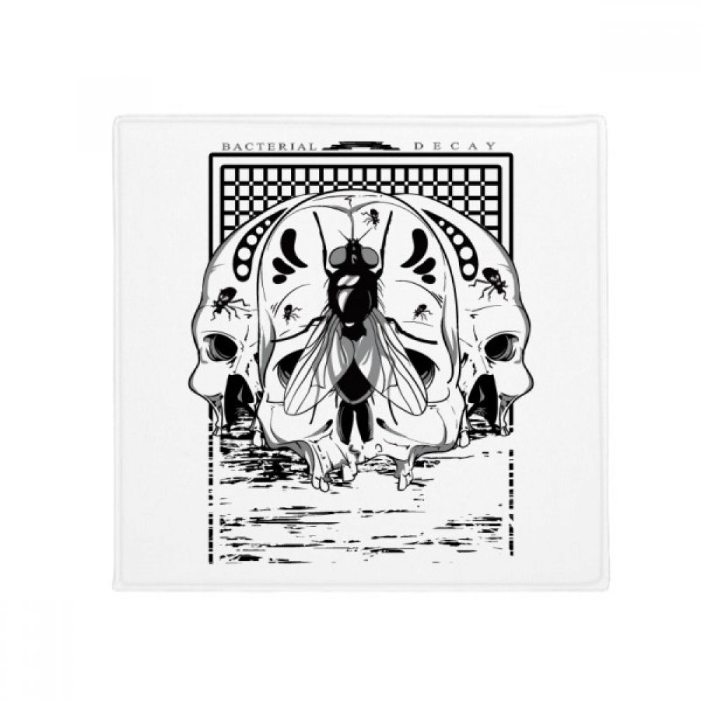 Tapis de sol mouche et squelette 80x80cm antidérapant pour animaux et cuisine