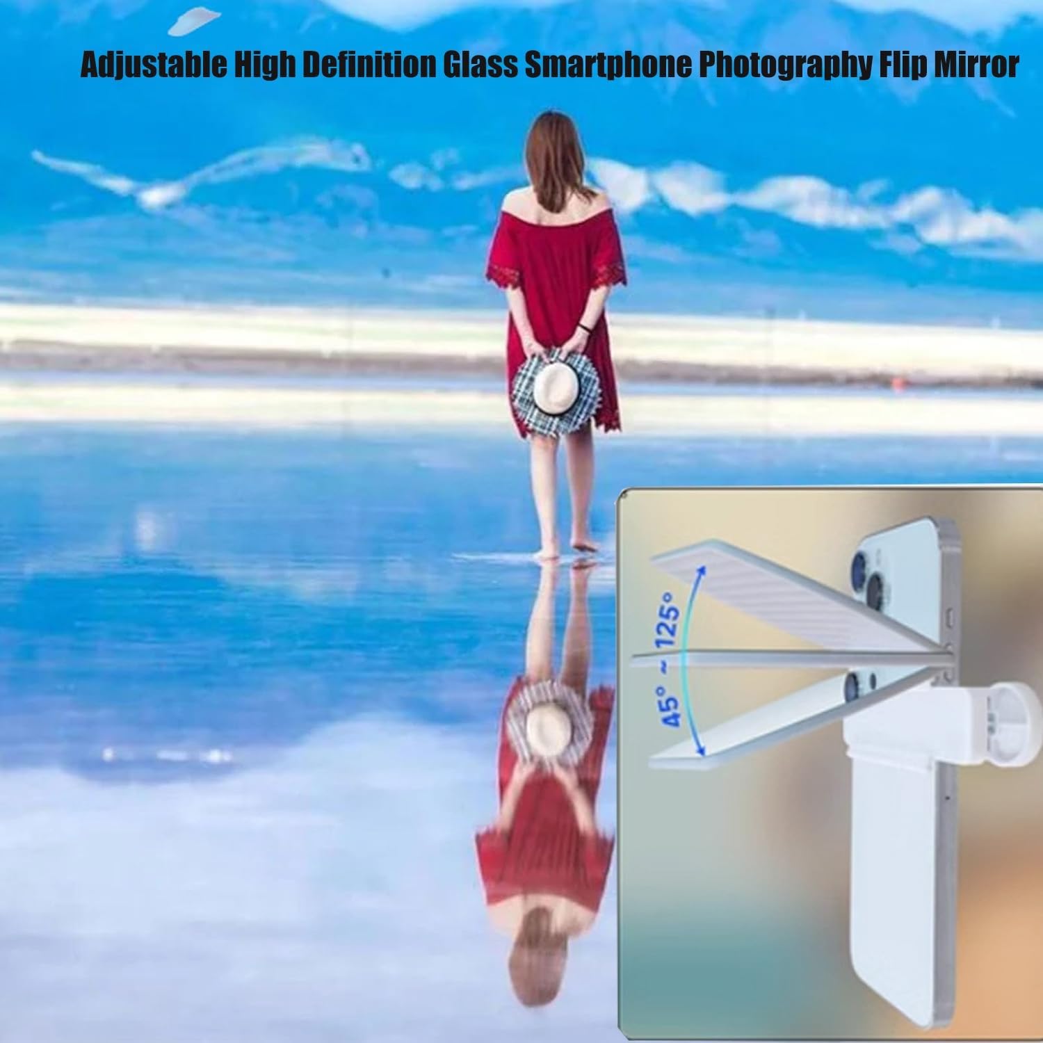 Spiegeleffekt-Objektiv – Erfassen Sie Sofort Atemberaubende Reflexionen, Spiegelreflexions-Clip-Kit Für Smartphone-Kameras, Verstellbare Klappspiegel Aus HD-Glas Für Smartphone-Fotografie