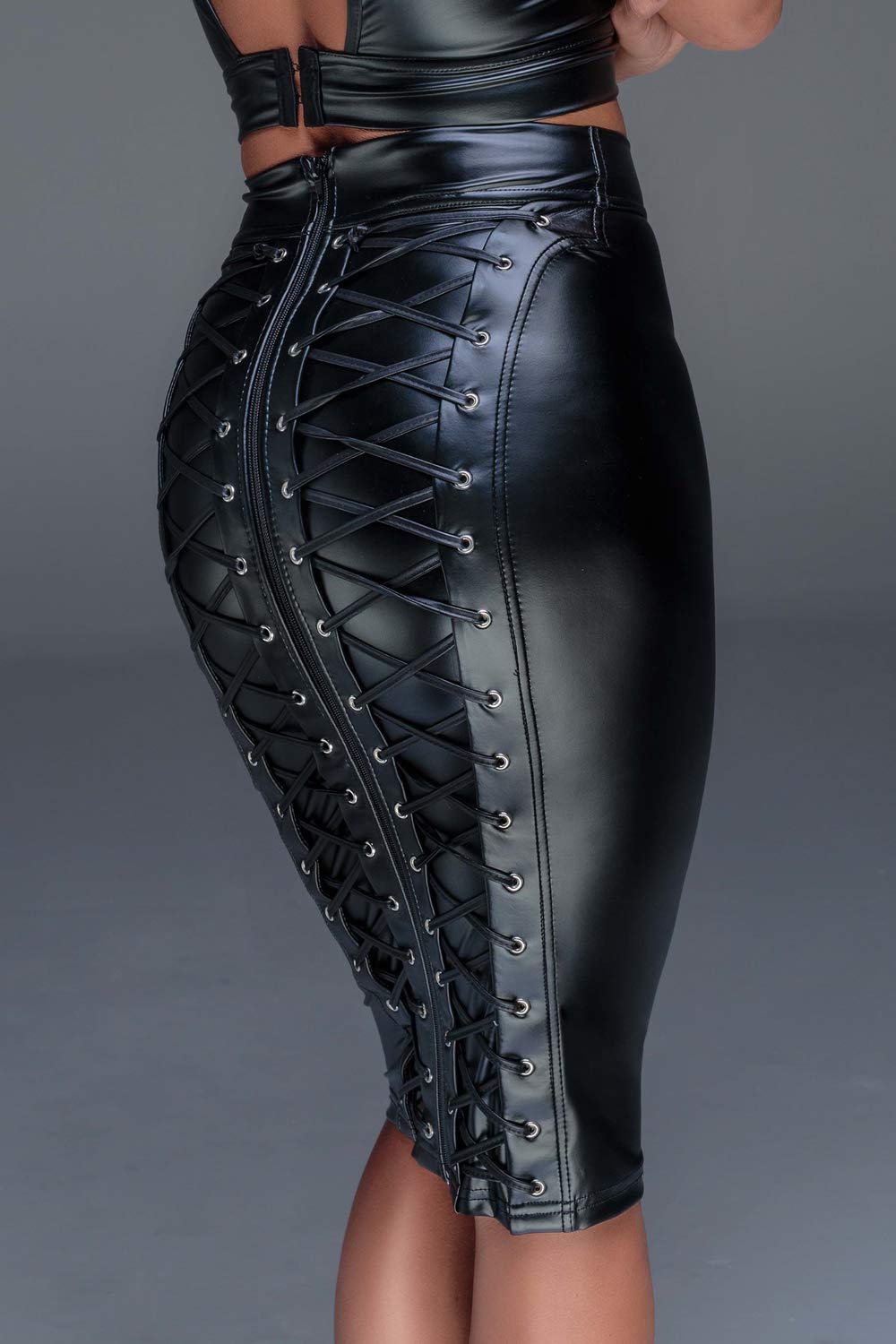Noir Handmade Damen Rock aus Powerwetlook XXL