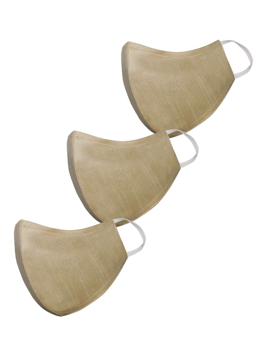 JBN CreationKids Unisex 3 -Ply Solid Reusable Anti-Pollution Comfortable Half Face, Ear Loop Cotton Welness Masks in Gold - Pack of 3