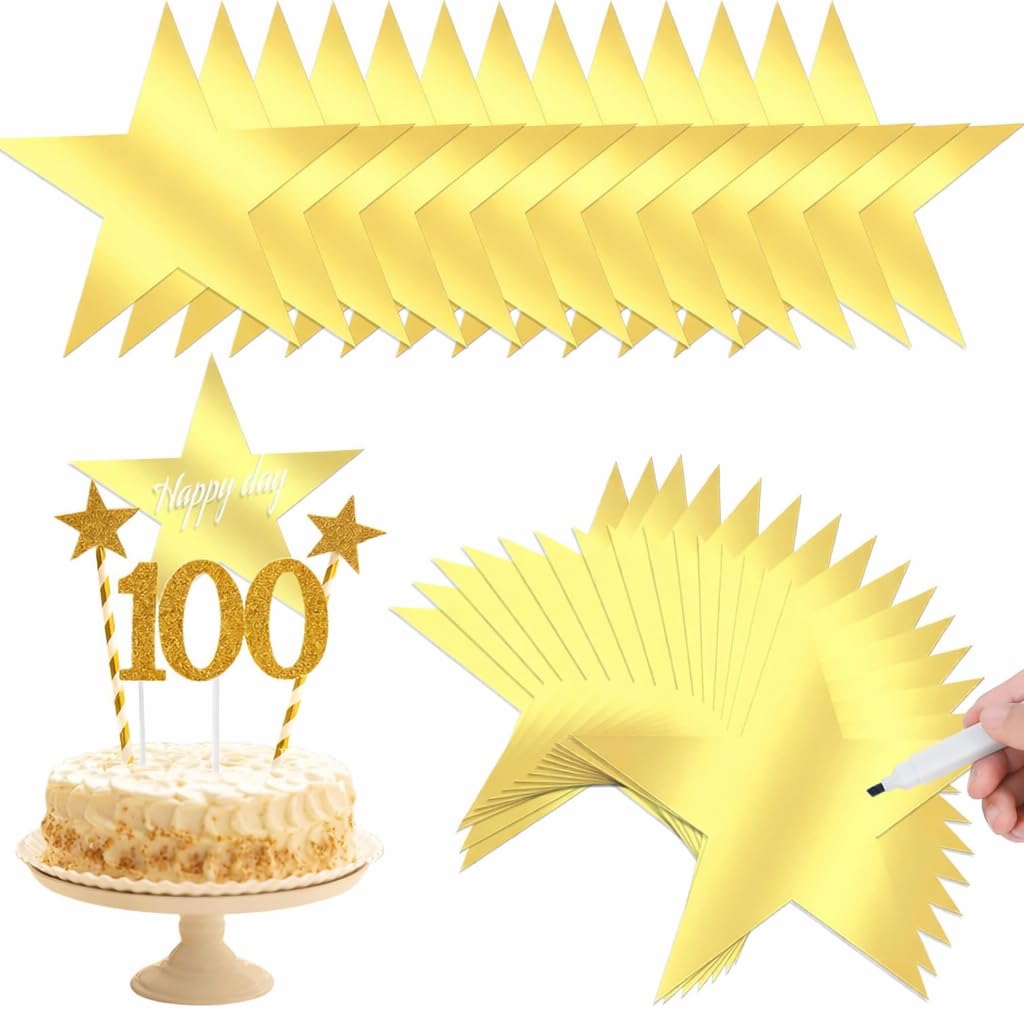 Photo 1 of  11 Inch Large Gold Star Cutouts Double Printed Paper Stars Decoration Red Carpet Party Supplies for Classroom Wall Party