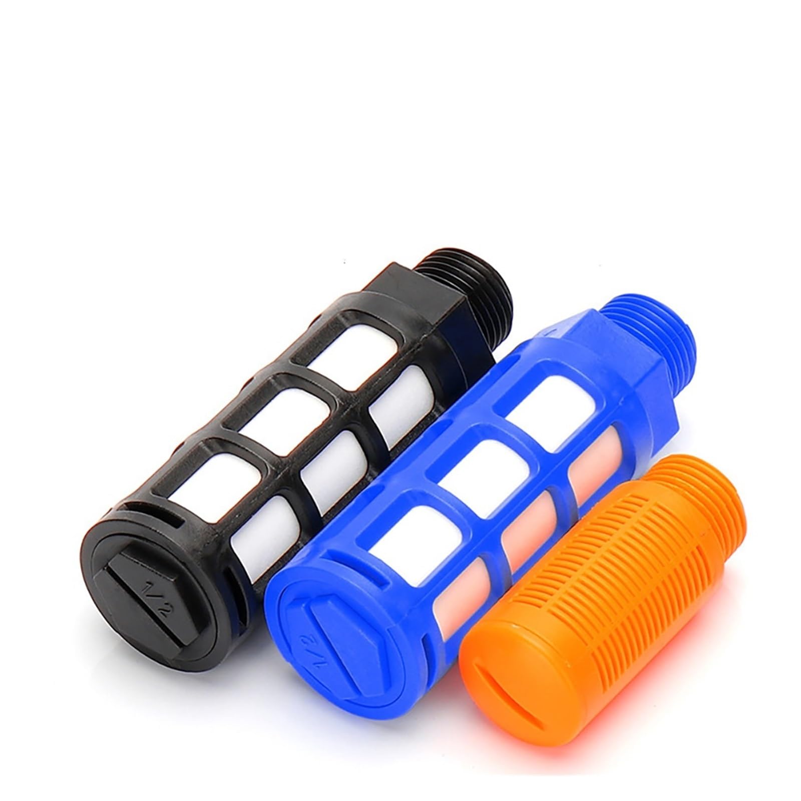 Silencieux pneumatique Lot de 1 à 10 silencieux d'échappement en plastique, filtre anti-bruit pneumatique, filetage mâle 1/8, 1/4, 3/8, 1/2, for électrovanne(G1-Black,Quantityx5)