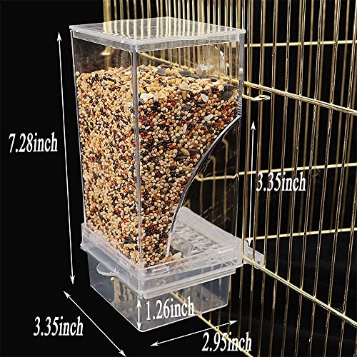 Hamiledyi No Mess Bird Cage Feeder 2Pack Automatic Parrot Seed Feeders With Perch Acrylic Transparent Seed Food Container Cage Accessories For Small And Medium Lovebirds Parakeets thumb #5