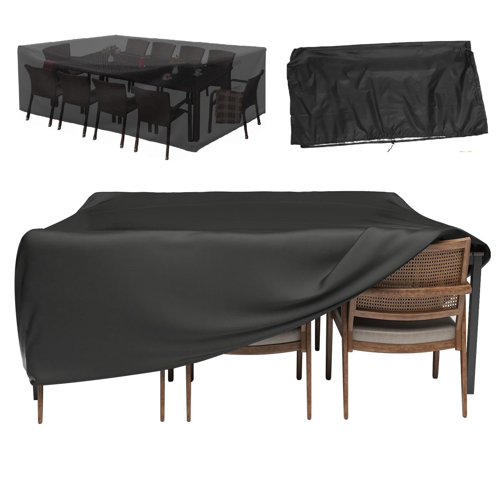 Holeiluck Black Cover For Outdoor Furniture 205X125x80cm/Lxwxh Rattan Furniture Covers Waterproof Furniture Cover Outdoor Furniture Cover Garden Table Covers Waterproof For Chair And Table Rattan Sofa Cover