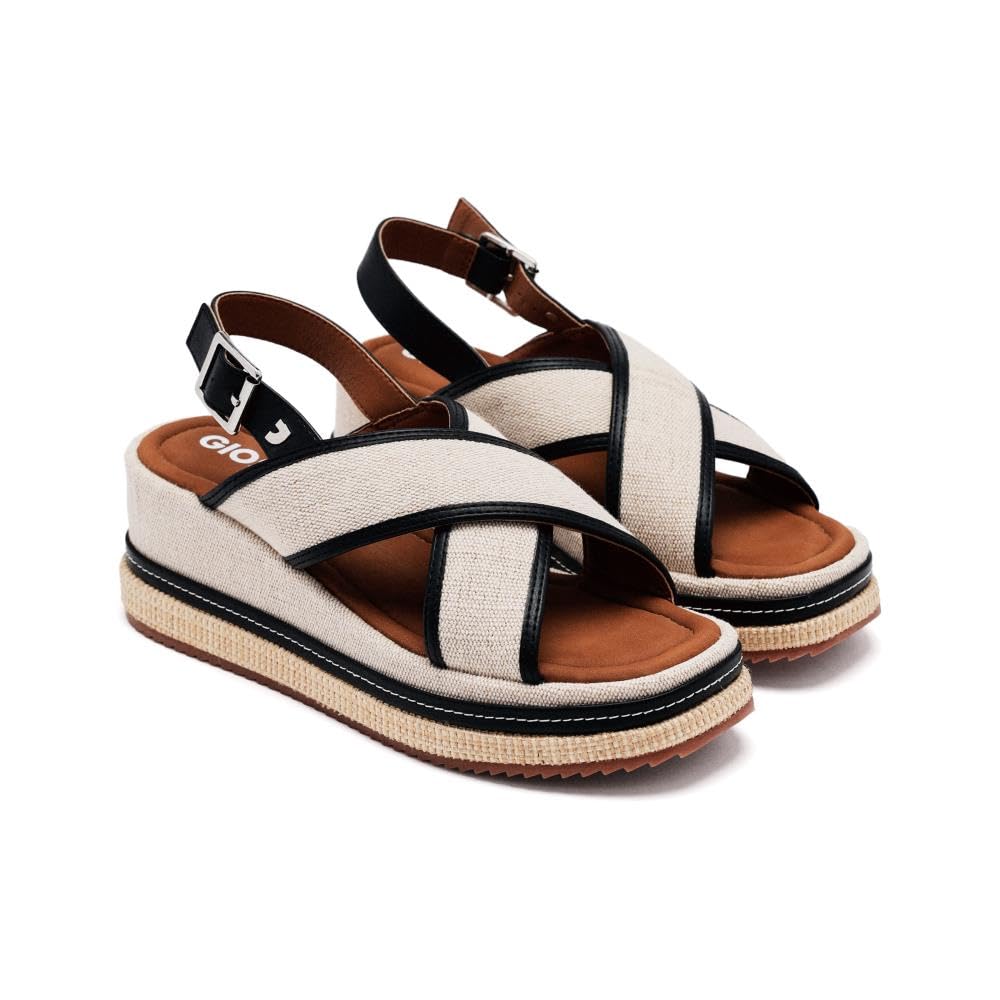GIOSEPPO Women's Bellingham Wedge Sandal, Black/White, 3.5 UK
