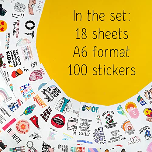 BulbaCraft 100Pcs Funny Occupational Therapy Stickers for Laptop and Water Bottles, OT Stickers - Occupational Therapy Gifts, OT Laptop Decals, Gifts for Women & Men - Image 4