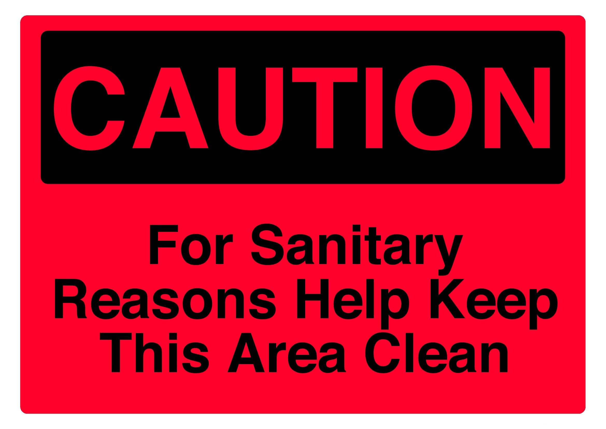For sanitary reasons help keep this area clean Sign, 12x8 Metal Tin Sign, hygiene appeal plaque for public facilities and work spaces.
