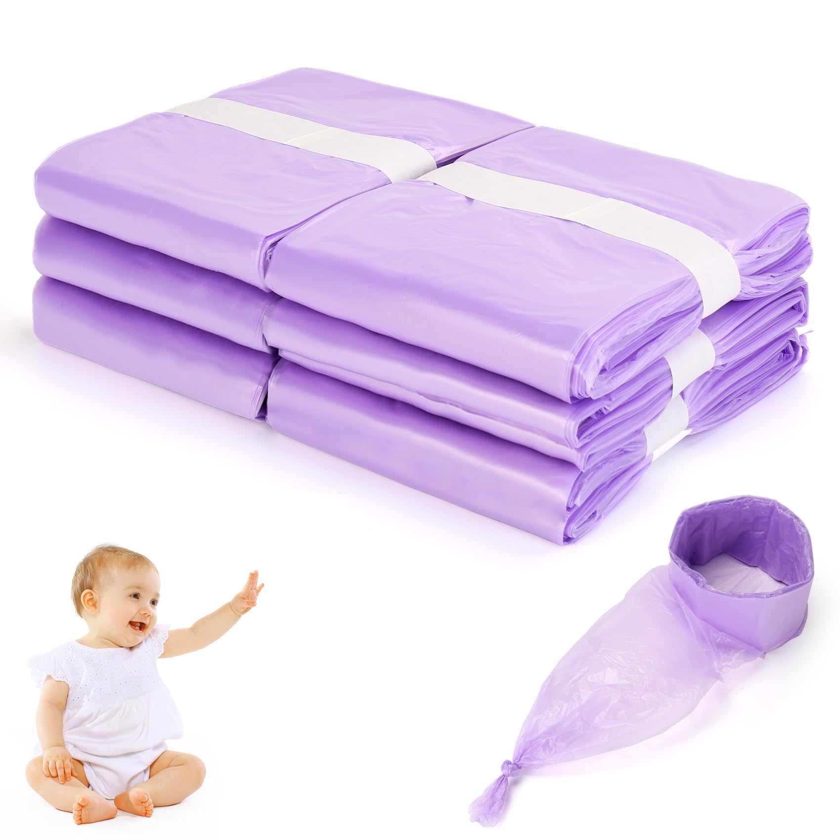 Diaper Pail Refill Bags, 6 Pack Compatible with Dekor CLASSIC Regular Size Pail, Korbell, Diaper System, Holds up to 3000 Diapers