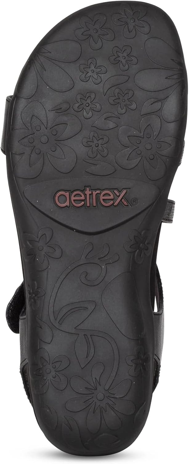 Aetrex Women's Jess Orthopedic Adjustable Quarter Strap Sandals - Comfort Memory Foam Fashion Flat Womens Sandals with Arch Support - Image 4