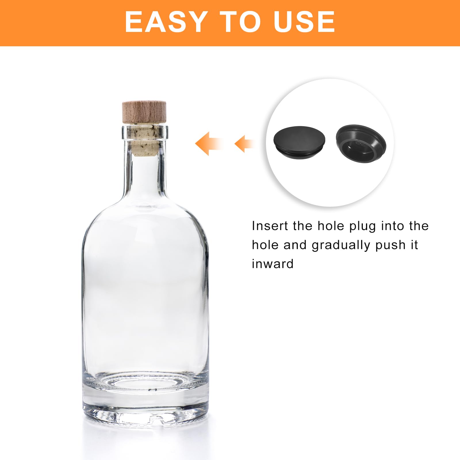 QUARKZMAN Gummistopfen Set - 6 Stück Silikonstopfen 24,5mm, Schwarz, Wasserdicht