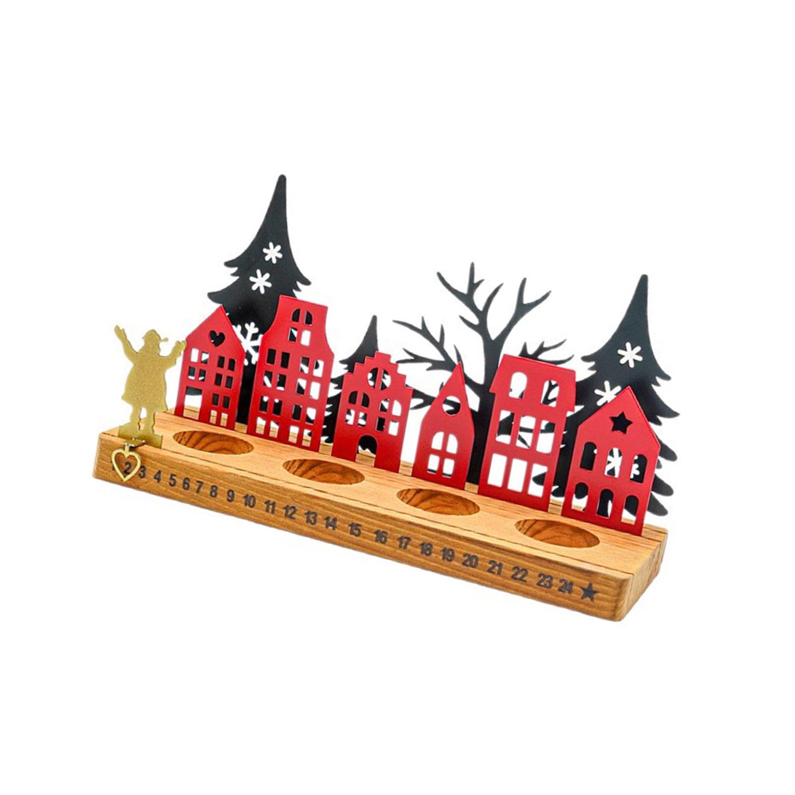 Tsophreniq Wooden Christmas Advent Calendar Advent Decoration for Desktop Mantels Bookshelf Holiday Party Centerpieces Participatory Calendar