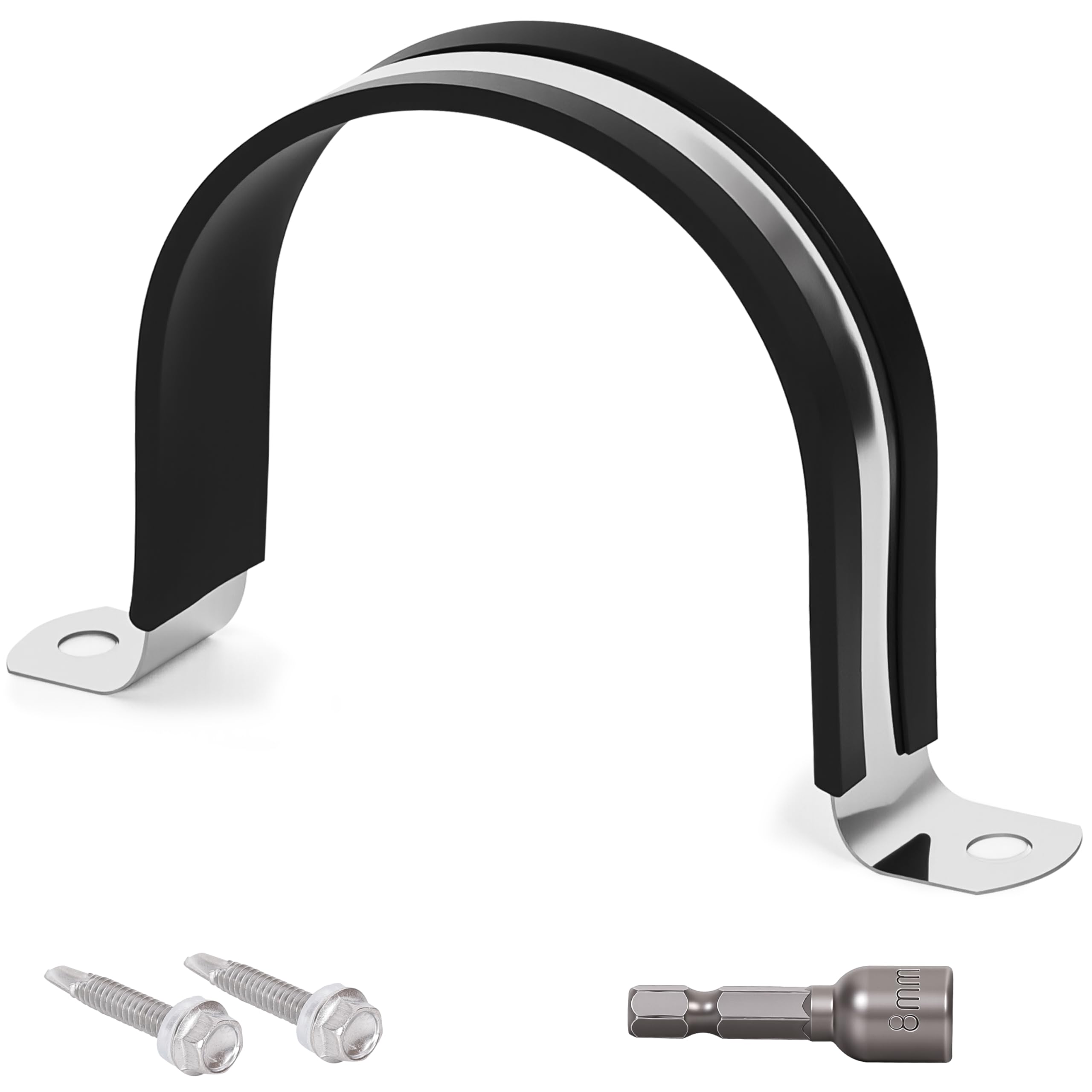 Pipe Clamps NPS 2 Inches （Φ60MM）- 304 Stainless Steel & Rubber Lining 10 Pack