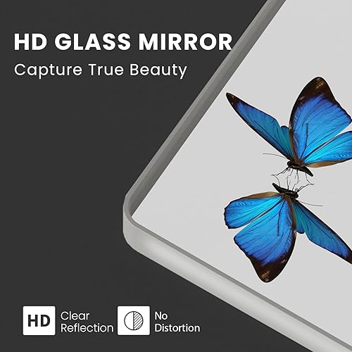 Miniatura 3 de JISOSO Espejo rectangular de baño plateado de 60 x 36 pulgadas, espejo de pared con marco de metal, espejos colgantes para dormitorio, sala de