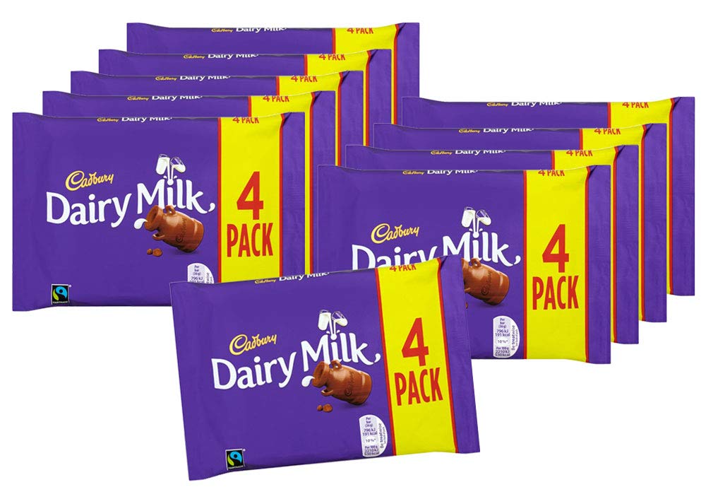 10er SET Cadbury Dairy Milk Vollmilch Schokoriegel 4er Pack (4 x 36 g) / Schokoladen Riegel