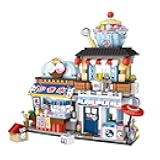 Japanese City Street View Shaved Ice Store Building Blocks Set, Ice Cream Shop MOC Creative House, Simulation Architecture Construction Toy, Gifts Idea for Kids Adults (Mini Blocks 668 pcs)