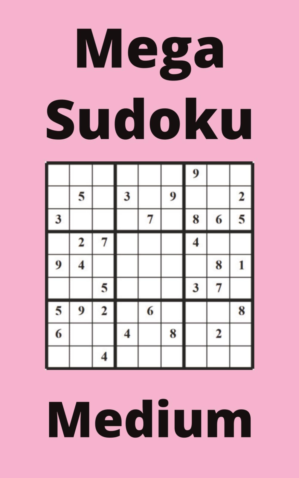 Pink Mega Sudoku Book, 9x9 Puzzles, 200 Pages, 5x8, Medium