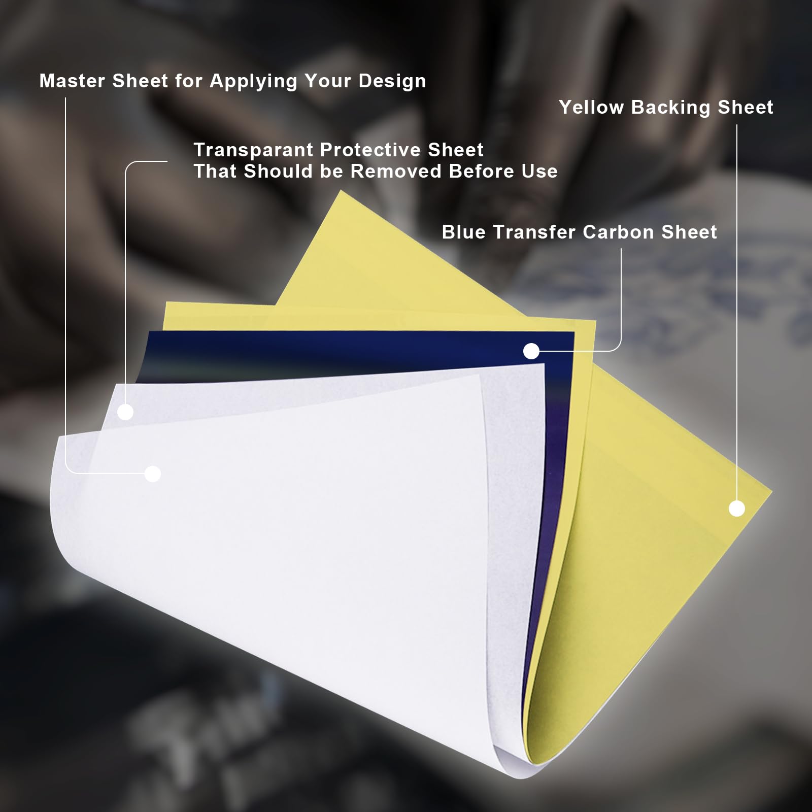 20 Feuilles Papier Transfert Tatouage A4 - Stencil Thermique 4 Couches Pour Imprimante/Manuel