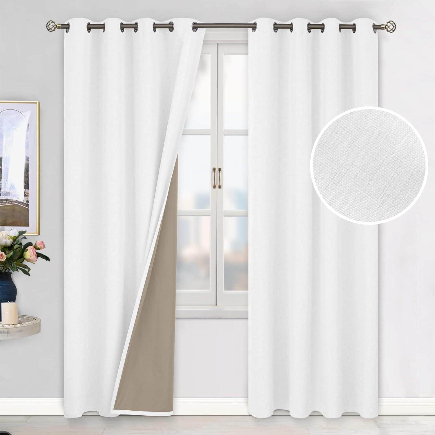 BGment Pure White Blackout Curtains 96 Inch Length for