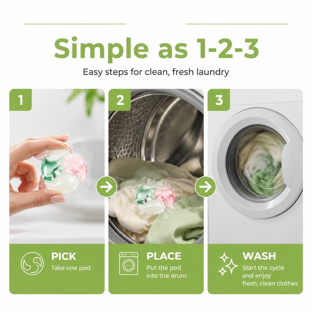 Capsule for bucato da 15 g, controllo degli odori e pulizia potente, 24 ct | Capsule for bucato da 15 g, ≥60% tensioattivi, formula delicata, profumo fresco, 24 ct(CherryBlossomWoodLi 1Bag)