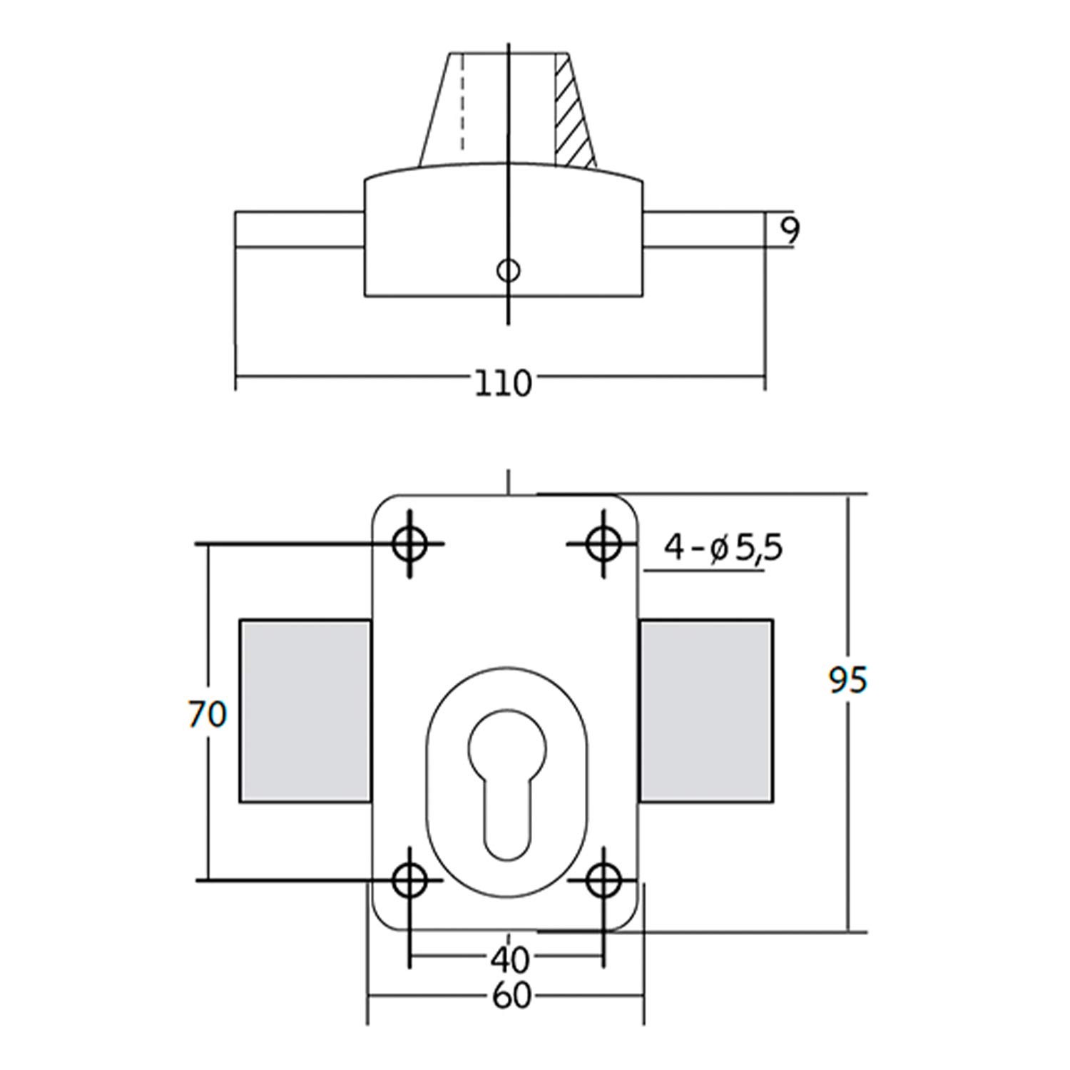 Serrure de sécurité IFAM X5 Recouvrir Marron Acier 110 mm