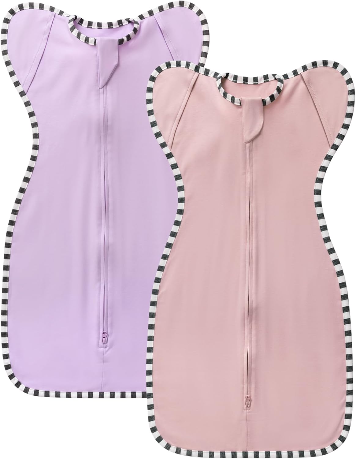 Transition Swaddle, 2 Pack 100% Cotton Baby Sleep Sack, 2-Way Zipper Infant Arm Up Swaddle for Newborn Baby Boys Girls (Rose Pink + Purple, S(0-3 Months)) Transition Swaddle, 2 Pack 100% Cotton Baby Sleep Sack, 2-Way Zipper Infant Arm Up Swaddle for Newborn Baby Boys Girls (Rose Pink + Purple, S(0-3 Months))