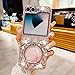 for Samsung Galaxy Z Flip 6 /Z Flip 7 Fe Case Bling Diamond Glitter Girly Design,Handmade Sparkle Rhinestone Soft TPU with Ring Stand for Samsung Z Flip7 FE Pink