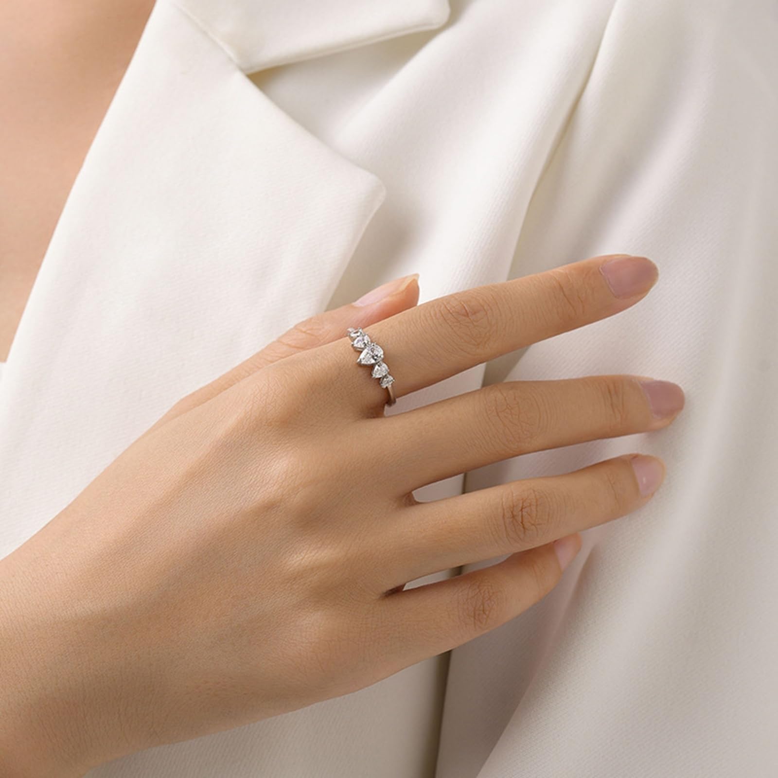 Obrączki ślubne z prawdziwego złota moissanite, pierścionek zaręczynowy, białe złoto, 0,5 ct, pierścionek z moissanitem, dla kobiet