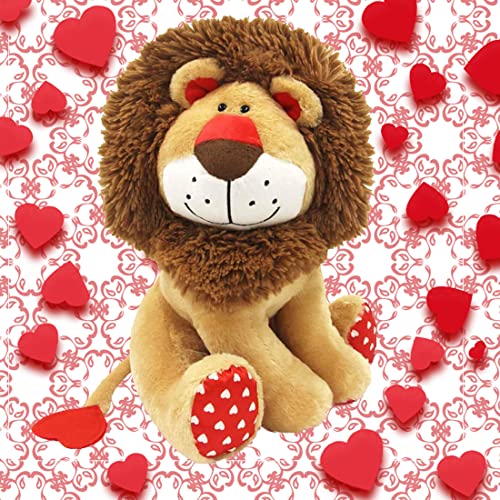 Weigedu Love Lion Stuffed Animal, King Lion Plush Toy With Mane Heart Shape Tail For Kids Baby Lover Birthday Valentines Day Christmas Bedtime Gift, 13.8“ #TOP4