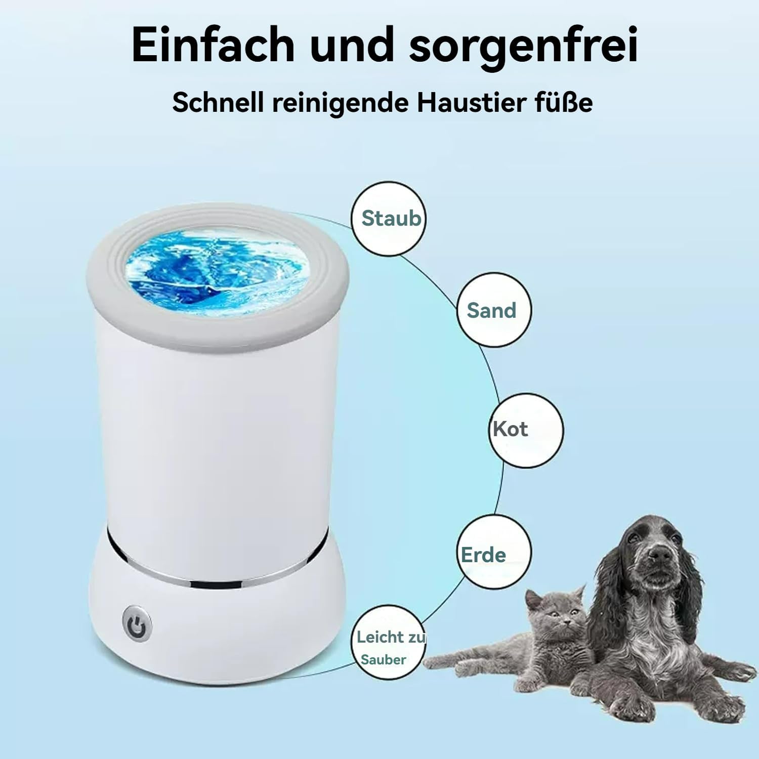 Pfotenjoy Pawclean Pro, Pfotenjoy Pfotenreiniger Für Hunde, Sanfte 360°-Reinigung, Extra Leise & Stressfrei, Usb Wiederaufladbar, Blitzschnell Gereinigt, Ultralange Standby-Zeit (A)