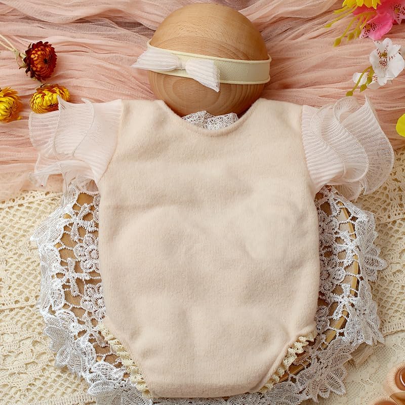 Newborn Photography Outfits Girl Baby Photo Tutu Dress Newborn Photoshoot Romper Baby Picture Lace Outfit - Image 3